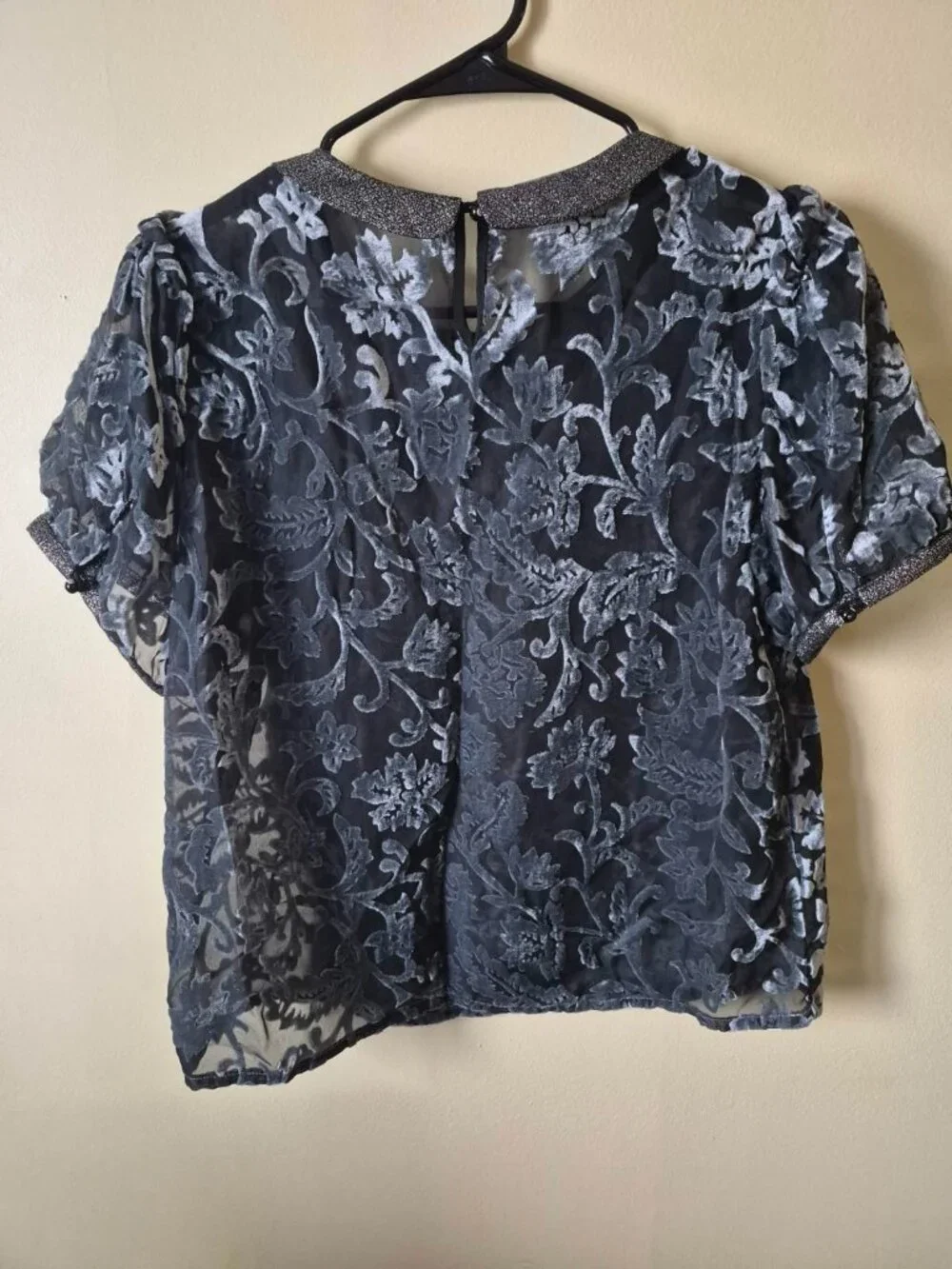 Black/silver translucent blouse - Picture 3 of 10